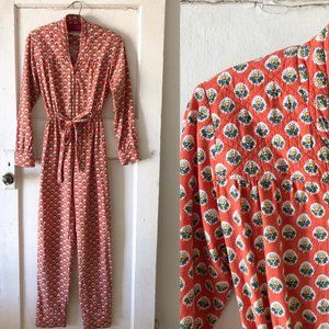 Vintage 1970s French Quilted Cotton Jumpsuit